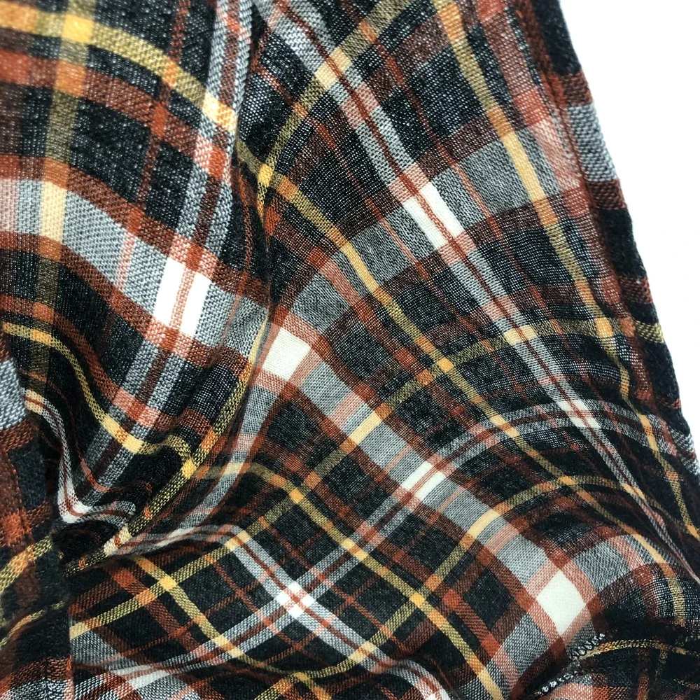 NEW Madewell Plaid Puffed Cinch Sleeve Top V Neck Blouse Womens Small